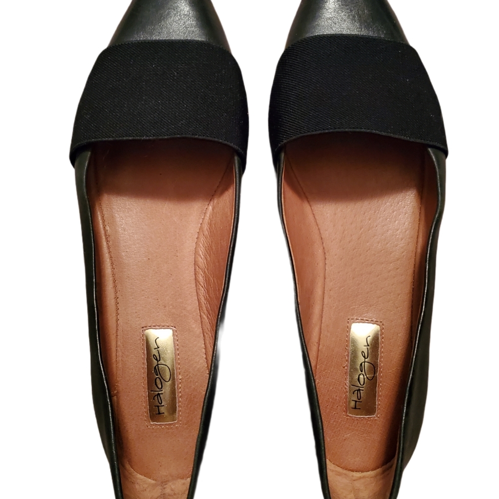 HALOGEN Black Slip On Leah LEATHER shoes size 7.5